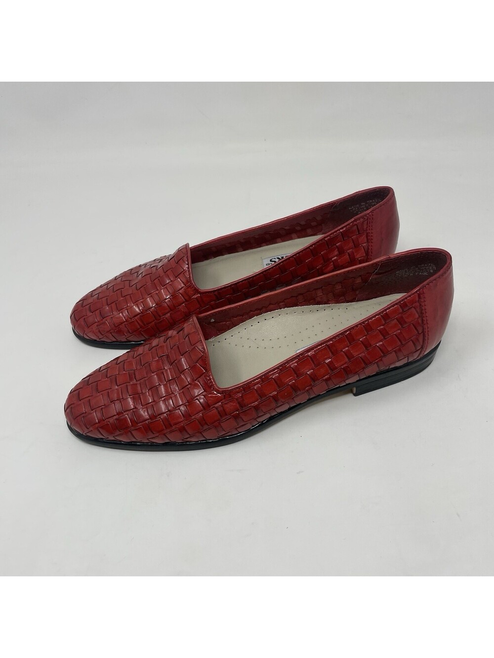 Trotters Red Woven Leather Liz Basketweave Slip-On Loafers Size 6.5